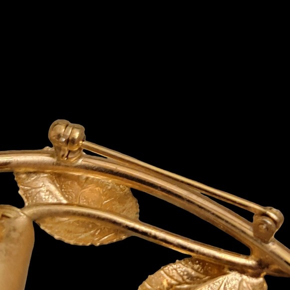 Vintage VALENZA Single Stemmed Rose Brooch 1/20 12K Gold Filled - Signed - Picture 6 of 9